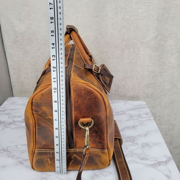 Rustic Town Brown Leather Duffel Bag - Picture 15 of 16